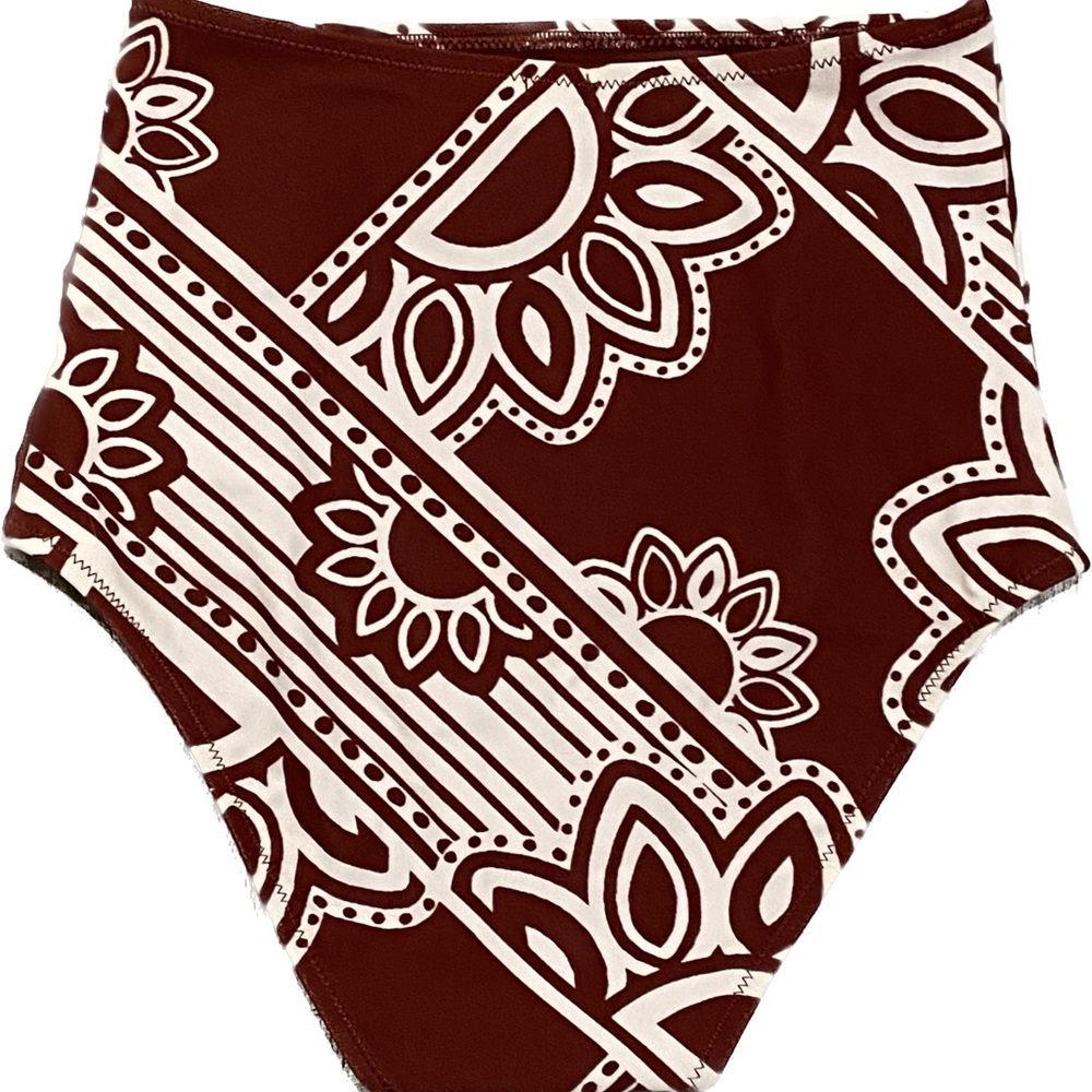 Aerie Swim High-Rise Bikini Bottom Brown and White Size XS